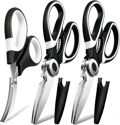 OMDAR 3 Pack Kitchen Scissors & Seafood Scissors Set, Sharp Kitchen Shears