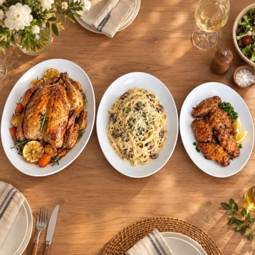 White Serving Platters Set of 3, 16/14/12 Inch Oval Porcelain Serving Platters, Serving Dishes for Entertaining, Party, Appetizers, Cheese, Dessert and Food Display
