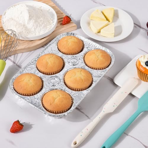 Artcochan 20 Pack Muffin Pan,6 Cup Disposable Aluminum Foil Muffin Tins,Standard Size Cupcake Pan for Baking Cupcakes and Mini Pies,Home Kitchen and Party Use