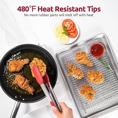 U-Taste Kitchen Tong for Cooking, 480ºF Heat-Resistant Silicone, 12in/Red
