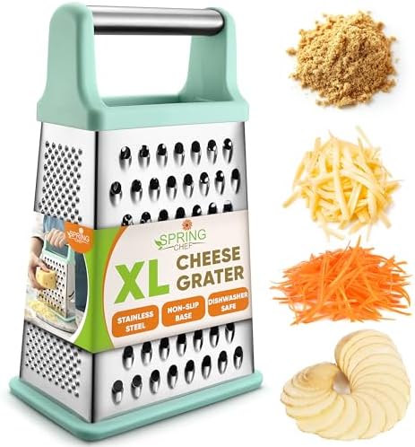 Spring Chef Stainless Steel XL Cheese Grater for Kitchen, Mint