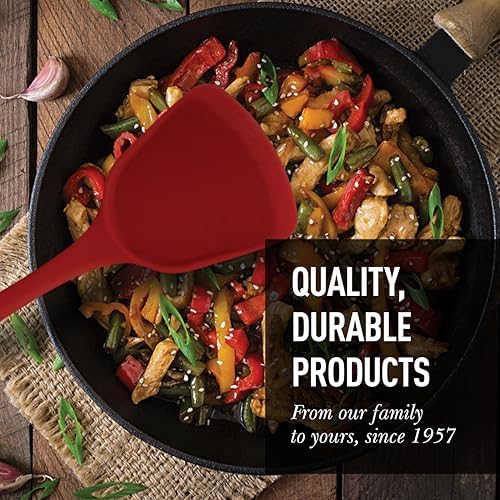 Helen's Asian Kitchen Silicone Wok Turner and Stir Fry Spatula, 13-Inches, Red