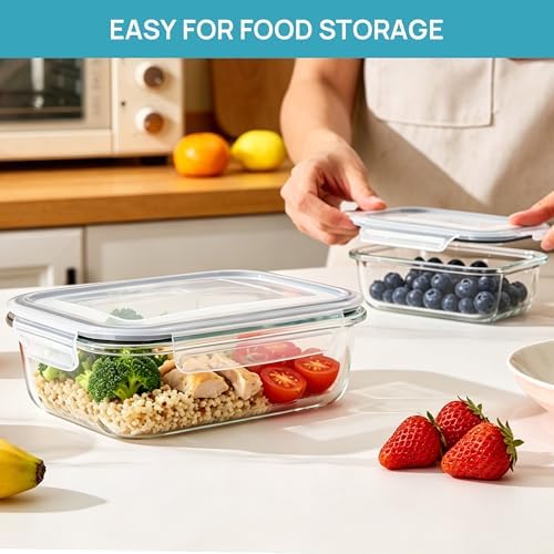 Vtopmart Glass Food Storage Containers, 35oz + 12.5oz with Lids