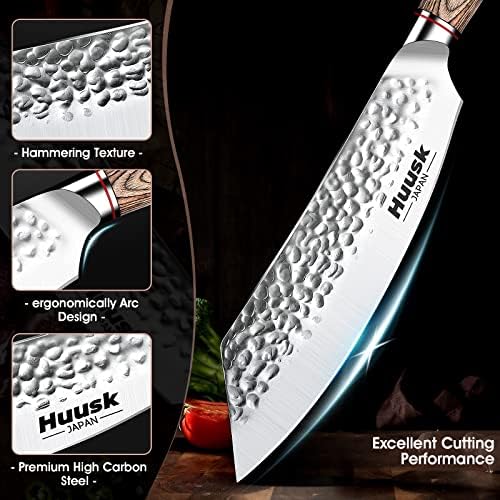 Huusk Japanese Meat Cleaver Knife - 8 Inch Butcher Knife for Meat Cutting