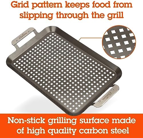 Camerons BBQ Grill Topper Non-Stick Grilling Pans, 2 Pack