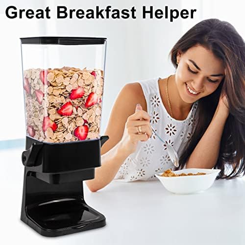 5L Cereal Dispenser Countertop with lids, Organization and Storage Containers for Kitchen and pantry, Rice Dispenser for food, Cereal, Beans, Nuts, Snack,Oatmeal, Dog Food, Bird Seed, Black, 1Pc