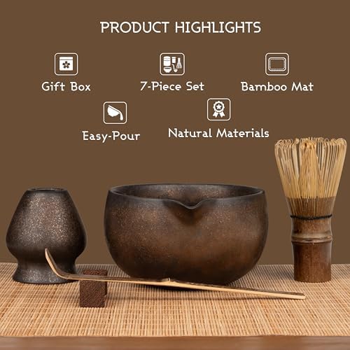 Matcha Set, 7-Piece Matcha Whisk Set with Bowl & 100-Prong Whisk