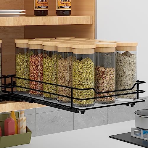 BOIVSHI Pull Out Spice Rack Organizer for Cabinet, Heavy Duty Slide Out Spice Rack Organizer for Kitchen Cabinets and Pantry, Fits Spices, Sauces, Canned Food (6.5''Wx10.5''Dx2.5''H)