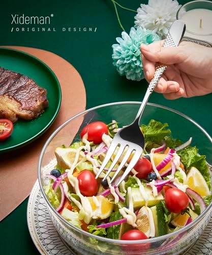 Premium Hammered 18/10 Stainless Steel Serving Utensil Set, 7-Piece