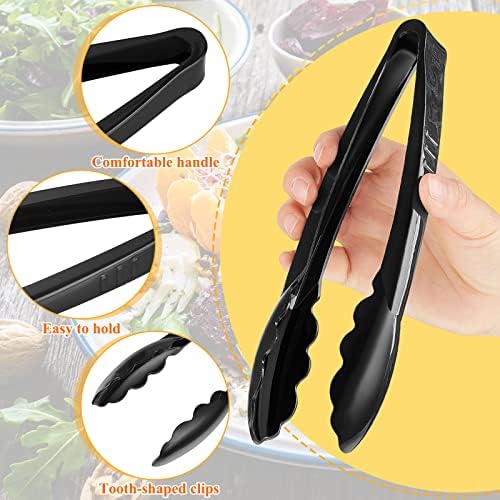 50 Pcs Plastic Tongs, 9 Inch Disposable Serving Tongs,Black