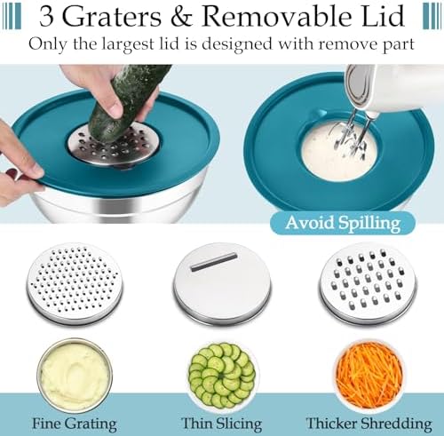 TeamFar Mixing Bowls, Stainless Steel Nesting Salad Bowls Set