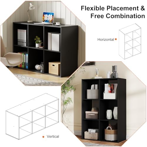 Sweetcrispy 6 Cube Storage Organizer, Stackable Modular Bookcase Shelf