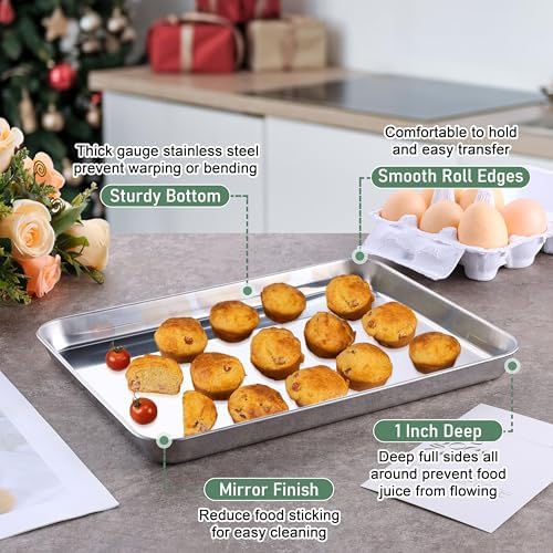 Homikit Quarter Sheet Pan with Wire Rack (2 Baking Sheet+2 Rack), 12" x 10"