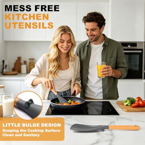 2 Pack Silicone Cooking Spoon for Nonstick Cookware, Silicone Spatula Spoon