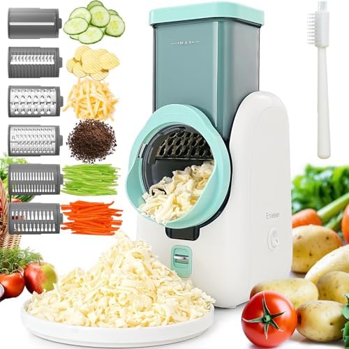 Electric Rotary Automatic Cheese Grater Slicer 6 Stainless Steel Blades
