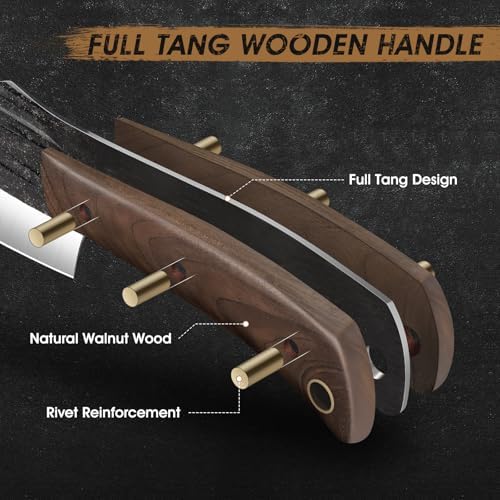 HOSHANHO 8PCS Butcher Kitchen Knife Set, Sharp Magnetic Knife Block Set