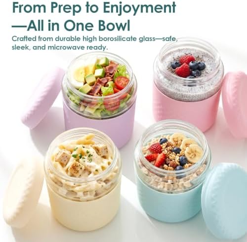 32 oz/4 Cup Glass Lunch Bowl Container with Lid, Leak & Spill Proof
