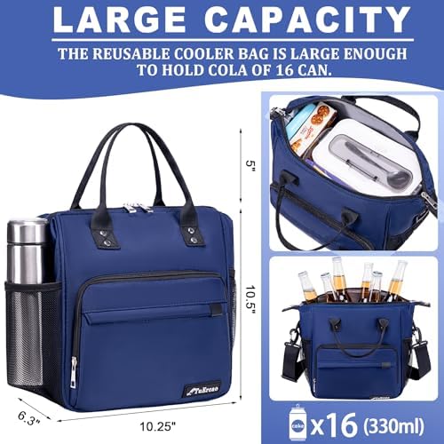 TuErCao Bule Lunch Box for Women Insulated Lunch Bag for Female Adult for Work, Lunch Cooler for Women