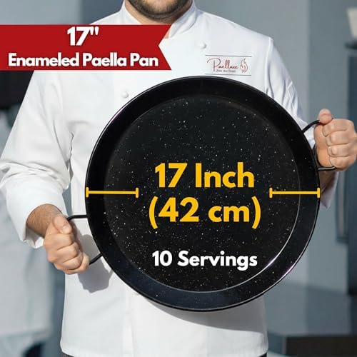 Paelluxe Paella Pan Enameled No-Rust Steel Skillet - 17 Inch, 10 Servings