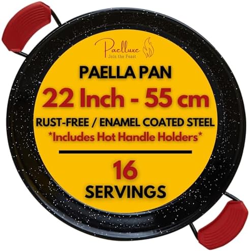 Paelluxe Paella Pan Enameled No-Rust Steel Skillet - 22 Inch, 16 Servings