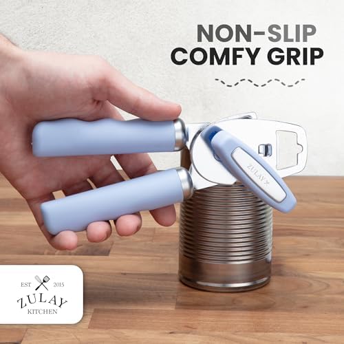 Zulay Kitchen Manual Can Opener Heavy Duty Patented Stainless Steel, Sky