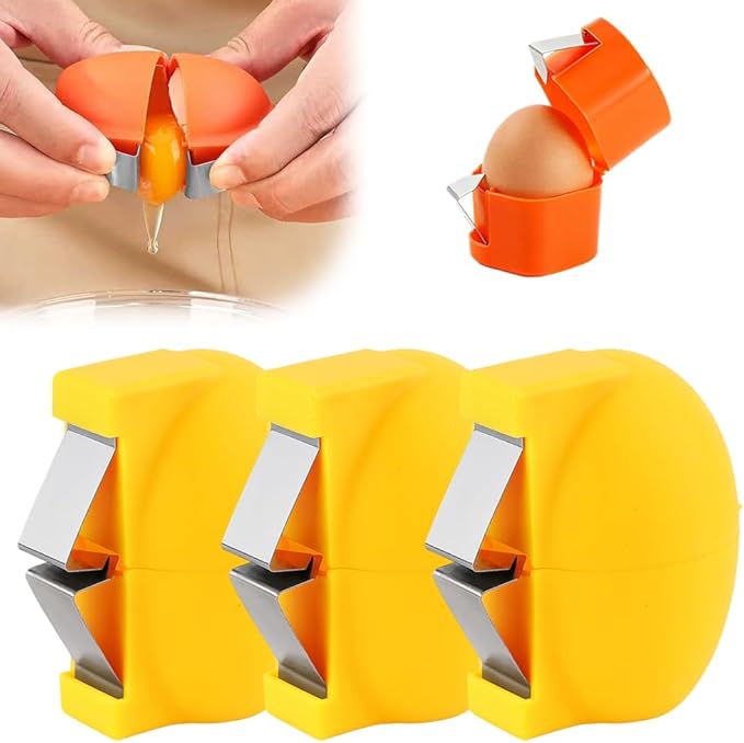 Egg Shell Opener Egg Cracker Tool, 2026 New Eggs Separator for Raw and Hard Boiled Eggs Peeler Shell Remover,Stainless Steel Eggshell Breaker Peeling Tool Portable Kitchen Gadgets (3, Yellow)