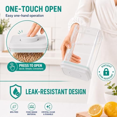 POP Airtight Flour-Rice Food-Storage Container - 4L/4.2Qt Jar with Lid and 3.3Oz Scoop | BPA-Free | Can Hold 5lb of Flour or 5lb of Rice | Stackable and Durable
