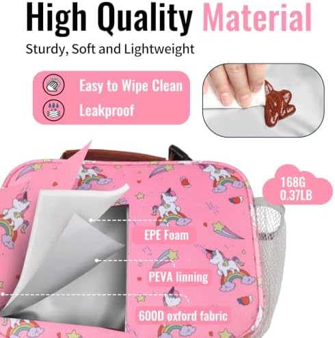 Genteen Lunch Box for Kids, Boys - Insulated Small LunchBox Reusable, Zip Closure & Buckle Handle, Portable Cooler for Work, School, Travel (Unicorn)