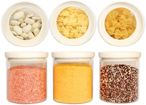 Urban Green Glass Food Storage Jar with Glass Lid, Food Canister Set with Airtight Lids, Pantry Storage Jar for Kitchen Organization. Food Storage Containers in Pack of 6, 16oz.