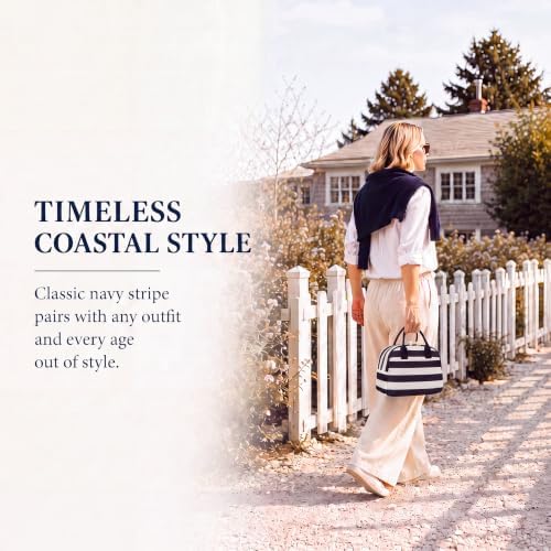 LOVELYWIND Lunch Box for Women, Insulated Lunch Bag, Navy Stripe Tote