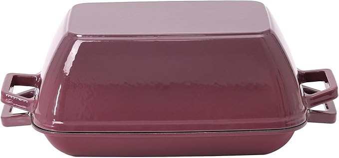 Oval Cast Iron Dutch Oven for Bread Baking 12x8 Inch Enameled Bread Pan with Lid 6QT Cast Iron Bread Dutch Oven for Sourdough，Magenta