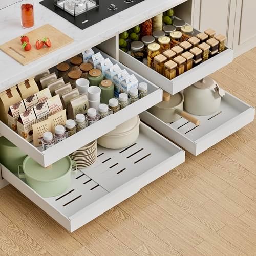 PAKETA 2 Pack Expandable Pull Out Cabinet Organizer,21" Deep
