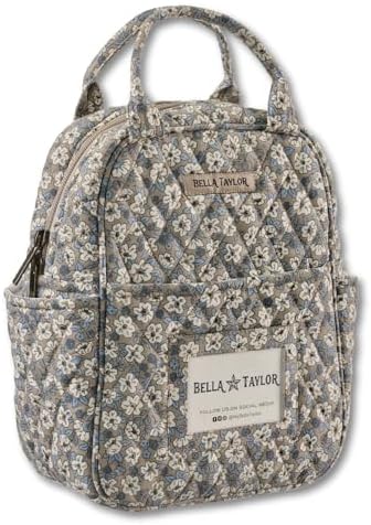 Bella Taylor Lunch Tote, Quilted Lunch Bag, Khaki Floral
