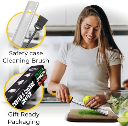 Lemon Zester Tool with Handle, Zester Grater for Cheese, Citrus and Garlic