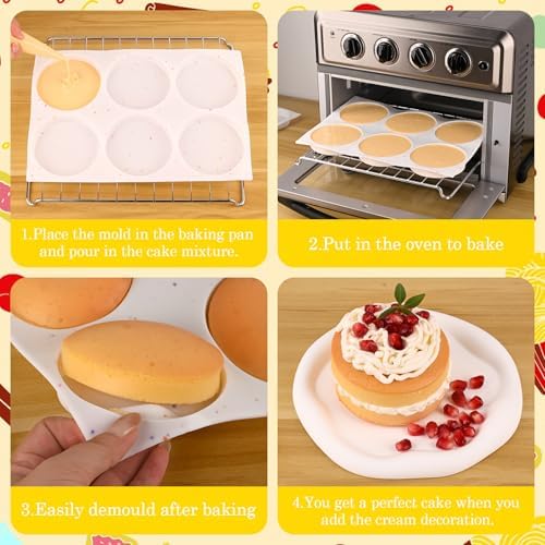 HUAKENER 3 Pcs Silicone Muffin Top Pan for Baking, 4 Inch Round Baking Mold