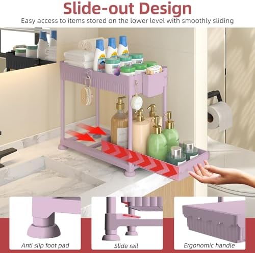 Sevenblue 4-Pack 2-Tier Under Sink Organizer with Pull Out Drawers