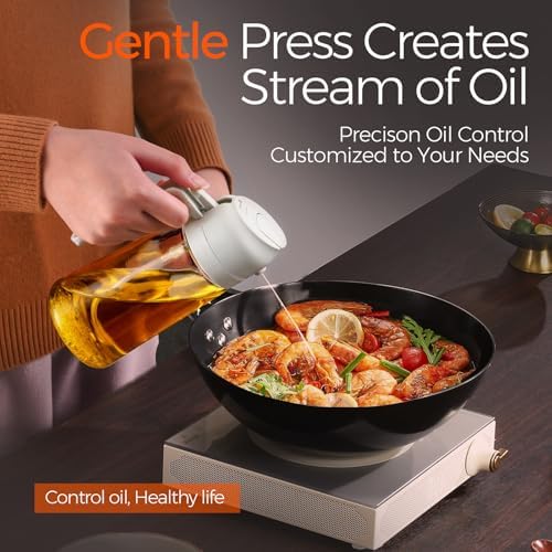 YARRAMATE 16 oz 2-in-1 Glass Olive Oil Sprayer for Cooking, Creamy White