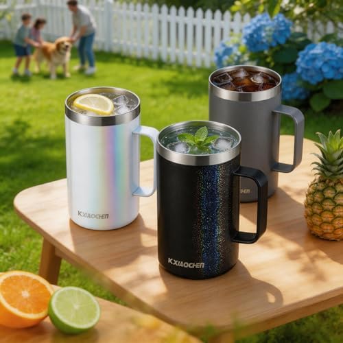 KXIAOCHEN 20 oz Insulated Coffee Mug, Coffee Cup with Lid and Wide Handle