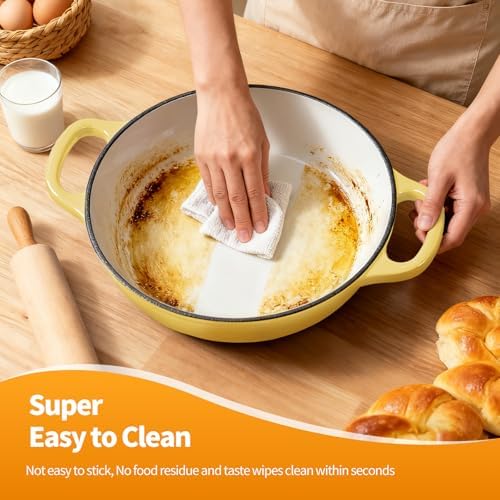 6QT Enameled Cast Iron Yellow Dutch Oven For Sourdough Bread Baking