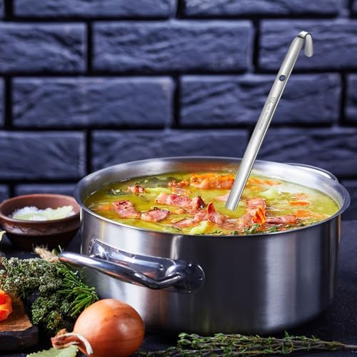 Meekoo 3 Pieces Stainless Steel Ladles with Pouring Rim Long Handle,8 Oz