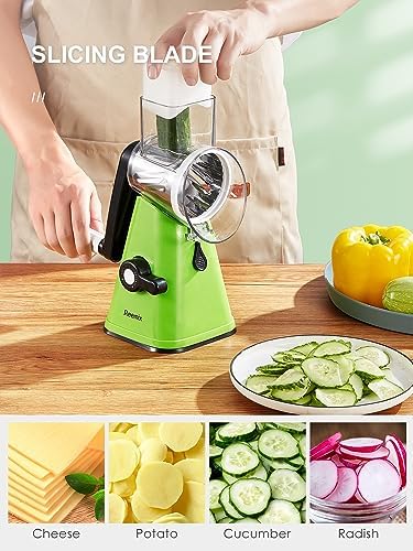 Rotary Cheese Grater with Handle, Reemix Vegetable Cheese Grater