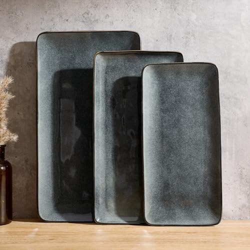 Famiware Serving Platters Set of 3 Sizes - Rectangular, Deep Forest