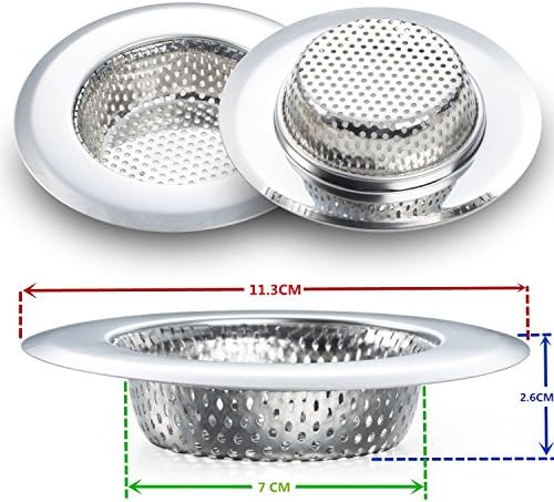 Fengbao 2PCS Kitchen Sink Strainer - Stainless Steel, Large Wide Rim 4.5" Diameter