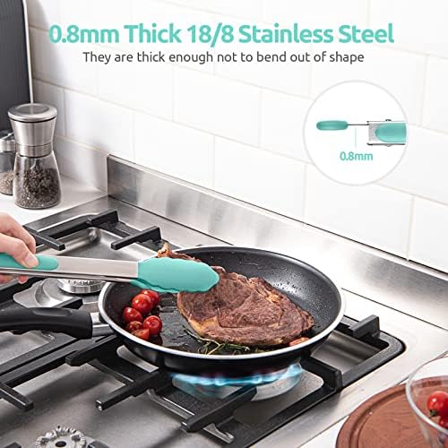 U-Taste Kitchen Tong for Cooking, 480ºF Heat-Resistant Tps, 12in/Aqua Sky