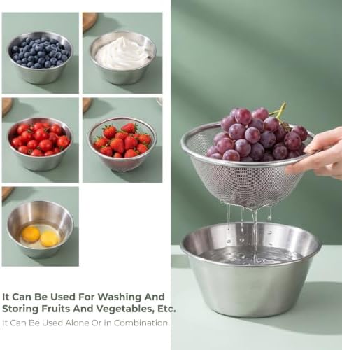 2Pcs Mini Colander 304 Stainless Steel Small Colander Strainer for Berries