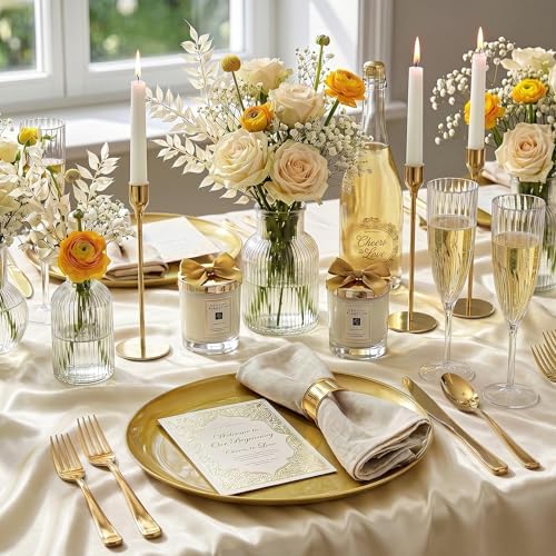 WDF 6PCS Gold Serving Platters - 10"x12" Gold Serving Trays - Heavy Duty Oval Plastic Platters for Parties/Birthday/Weddings/Catering/BBQ