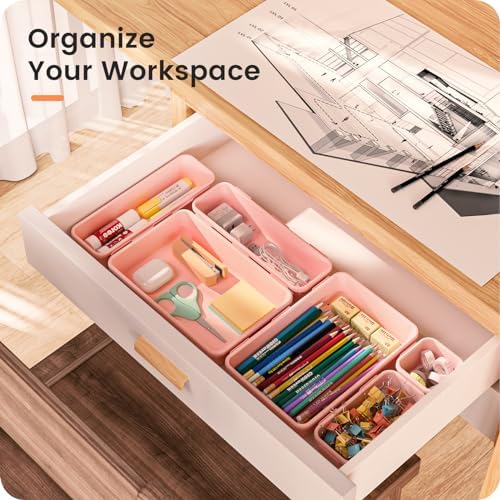 A-LuGei 【Military Grade】 Drawer Organizer for Vanity Bathroom Makeup Desk