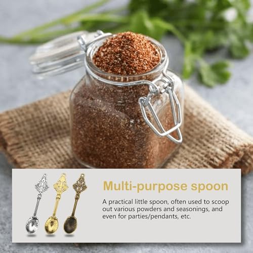 12 Pack Mini Spoons Charms 2.4" Metal Small Medicine Spoons
