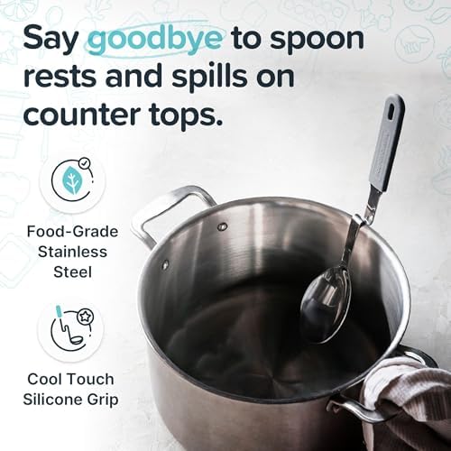 Souper Cubes Stainless Steel Spoon with Silicone Grip & Pot Hook, Charcoal