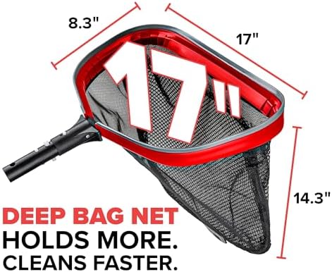 Aluminum Frame Pool Net Rake // Deep Bag Pool Nets for Leaves - Rubber Edge